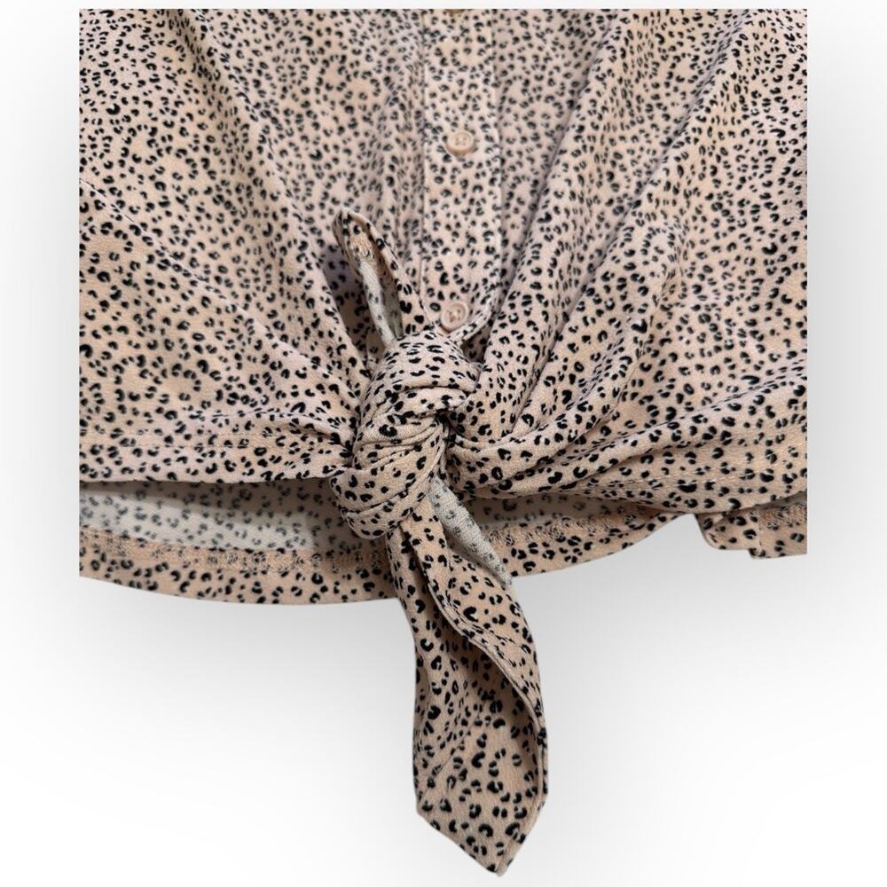 Adrianna Papell Tie Front Sleeveless Blouse Small Leopard - Picture 6 of 11